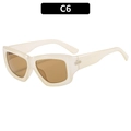 Fashionable creamy white square sunglasses with thick frames and dark brown lenses C6 - C6-Jelly Yellow Frame Tea Lens