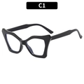 Occhiali gatto neri con montatura spessa geometrica e finitura lucida elegante - Montatura Nera (C1)