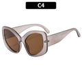 Occhiali da sole cat eye grigio trasparente C4 con lenti marroni e design oversize - Montatura grigia trasparente lenti tè