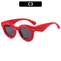 Schicke rote Damen-Rundsonnenbrille mit dunkelgrauen UV-Schutzgläsern im Retro-Stil - Roter Rahmen Rote Gläser