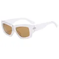 Square clear frame sunglasses with amber lenses in retro style model YT1015 - C5-Jelly White Frame Tea Lens