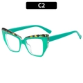 Elegant TR90 cat-eye glasses frame for women in vibrant green and tortoiseshell finish - Green Tortoise (C2)
