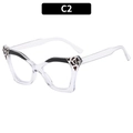 Montatura occhiali cat eye trasparente con accenti maculati neri e leopardati, colore C2 - Montatura Trasparente (C2)