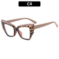 Elegant cat eye TR90 glasses frame in tortoiseshell and soft pink finish, color C4 - Leopard Pink (C4)
