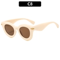 Occhiali da sole retrò rotondi color beige crema con lenti marroni e borchie dorate - Montatura Crema Lenti Tè