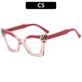 Occhiali cat-eye rosa trasparente e leopardati con stanghette rosse, variante C5 - Montatura Rosa Trasparente (C5)