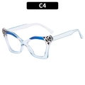 Occhiali anti luce blu cat eye, montatura azzurro chiaro con dettagli leopardati C4 - Montatura Blu Trasparente (C4)
