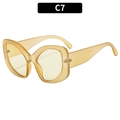 Chic cat-eye sunglasses with translucent amber frames and matching yellow lenses - Transparent Yellow Frame Light Yellow Lens