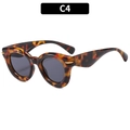 Occhiali da sole tondi oversize da donna con montatura leopardata, lenti scure e oro - Tartarugato con Lenti Grigie