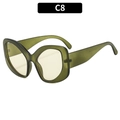 Chic cat eye sunglasses with translucent olive green frames and amber tinted lenses - Transparent Green Frame Light Green Lens