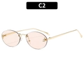 Retro rimless oval sunglasses with light pink lenses and gold metal temples - C2-Champagne