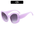 Women's cat-eye sunglasses in light purple frame with gradient dark grey lenses C9 - Transparent Purple Frame Gradient Gray Lens