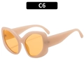 Elegant cat-eye sunglasses with light beige frame and amber yellow tinted lenses - Jelly Pink Orange Lens
