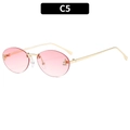 Lunettes de soleil sans monture rose dégradé avec détail F en strass dorés - C5-Verre Double Rose