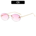 Oval rimless gradient pink sunglasses with gold frames and crystal F detail C6 - C6-Double Purple Lens