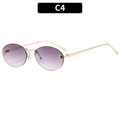 Frameless oval sunglasses with gradient purple lenses and crystal F detail in gold - C4-Double Gray Lens