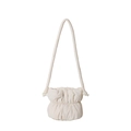 Minimalist white puffy bucket shoulder bag, chic quilted nylon design for women everyday use. - 27*24*10 / White