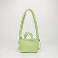 Light green puffer shoulder bag with soft quilted fabric and long padded strap - One Size / Light Green