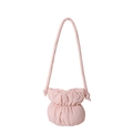 Borsa a tracolla imbottita rosa in nylon, borsa a secchiello plissettata chic da donna. - 27*24*10 / Rosa