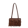 Borsa a spalla marrone vintage con dettagli di fiocchi chic e rivetti in metallo - Marrone