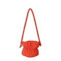 Orange nylon puffy bucket bag, stylish pleated cloud shoulder handbag for women daily wear. - 27*24*10 / Orange