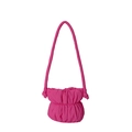 Hot pink puffer bucket bag for women, stylish quilted nylon shoulder handbag with knot strap. - 27*24*10 / Rose Red