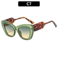 Occhiali da sole cat-eye con montatura verde e stanghette tartarugate eleganti C7 - C7-Montatura Verde Lenti Verde Giallo