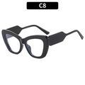 Occhiali da sole cat-eye eleganti con montatura nera e aste geometriche larghe - Montatura Nera Lente Bianca