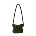 Borsa a tracolla trapuntata verde scuro in nylon, variante elegante borsa secchiello. - 27*24*10 / Verde militare