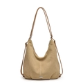 Retro khaki large capacity tote bag with matte texture and dual shoulder straps - Khaki