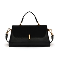 Minimalistische schwarze Handtasche aus PU-Leder und Wildleder mit eleganter Goldschnalle - Schwarz