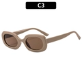 Lunettes de soleil ovales vintage avec monture kaki poli et verres marron foncé - Monture Café Verres Thé (C3)