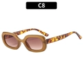 Lunettes de soleil ovales rétro avec monture ambre et branches à motif léopard écaille - Monture Thé Gelée Branches Léopard Verres Thé Dégradés (C8)