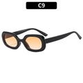 Retro oval sunglasses with glossy black frame and orange gradient lenses in Y2K style - Black Frame Gradient Orange Lens (C9)