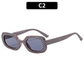 Retro sunglasses with black and white checkerboard frame and dark grey lenses - Black White Checkerboard Gray Lens (C2)