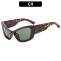 Y2K retro cat-eye sunglasses with tortoiseshell frame and dark green lenses in C4 style - C4-Tortoise Frame Dark Green Lens