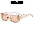 Fashionable tea-brown square frame sunglasses with transparent orange lenses and UV400 - Champagne Frame Champagne Lens
