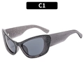 Chic cat eye sunglasses in translucent grey with silver glitter finish and dark lenses - C1-Transparent Gray Frame Black Gray Lens (With Glitter)