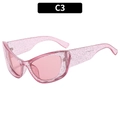 Pink cat-eye sunglasses with glitter resin frame and matching tinted lenses in style C3 - C3-Transparent Pink Frame Pink Lens (With Glitter)