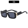 Lunettes de soleil carrées noires avec verres gris et détails en métal doré chic - Monture Noire Verres Noir Gris