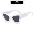 Retro-Cateye-Sonnenbrille mit weißem Kunststoffrahmen und dunkelgrauen Gläsern, C3 - Weißer Rahmen Graue Linse (C3)