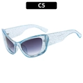 Y2K cat eye sunglasses with light blue transparent glitter frames and gradient lenses - C5-Transparent Blue Frame Gradient Gray Lens (With Glitter)