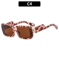 Fashionable square tortoiseshell sunglasses with gold geometric hollow temples in C4 color - Pink Tortoise Frame Tea Lens