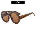 Retro zonnebril met dubbele brug, oversized schildpadmontuur en bruine glazen - Schildpad Frame Thee Lenzen (C4)