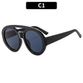 Retro oversized zonnebril met zwart montuur en blauwe glazen voor dames - Zwart Frame Grijze Lenzen (C1)