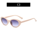Retro-Oval-Sonnenbrille in beigem Rahmen mit violetten Verlaufsgläsern für einen Look - C3-Beiger Rahmen Verlaufs-Graue Linsen