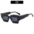 Auffällige schwarze geometrische Sonnenbrille mit dickem Rahmen im Hip-Hop-Stil - Schwarzer Rahmen Graue Gläser