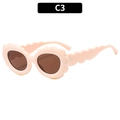 Modische rosa Sonnenblume Sonnenbrille für Mädchen mit Wellenrahmen und braunen Gläsern - Gebrochenes Weiß