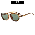 Retro square sunglasses with leopard tortoise frame and dark green lenses C2 - Tortoiseshell Frame Dark Green Lens