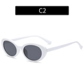 Retro ovale Sonnenbrille mit weißem Rahmen und dunkelgrauen Gläsern im minimalistischen Stil - C2-Weißer Rahmen Schwarzgraue Gläser